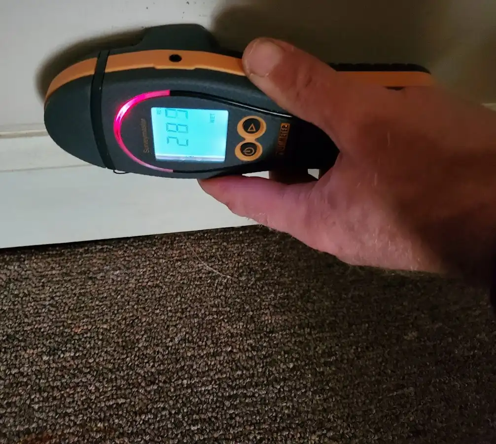 Moisture detection at baseboard during Burst Pipe Cleanup in Leominster